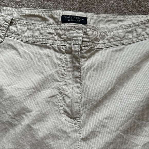 Y2K Charter Club Cream Pinstripe Ankle Cargo Pants Women’s Size 14 Preppy Spring - Picture 4 of 16